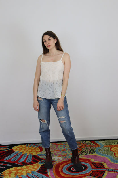 top canotta lino deadstock spallina rimanenze SS23-24