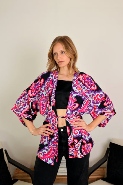 Kimono corto viscosa fantasia