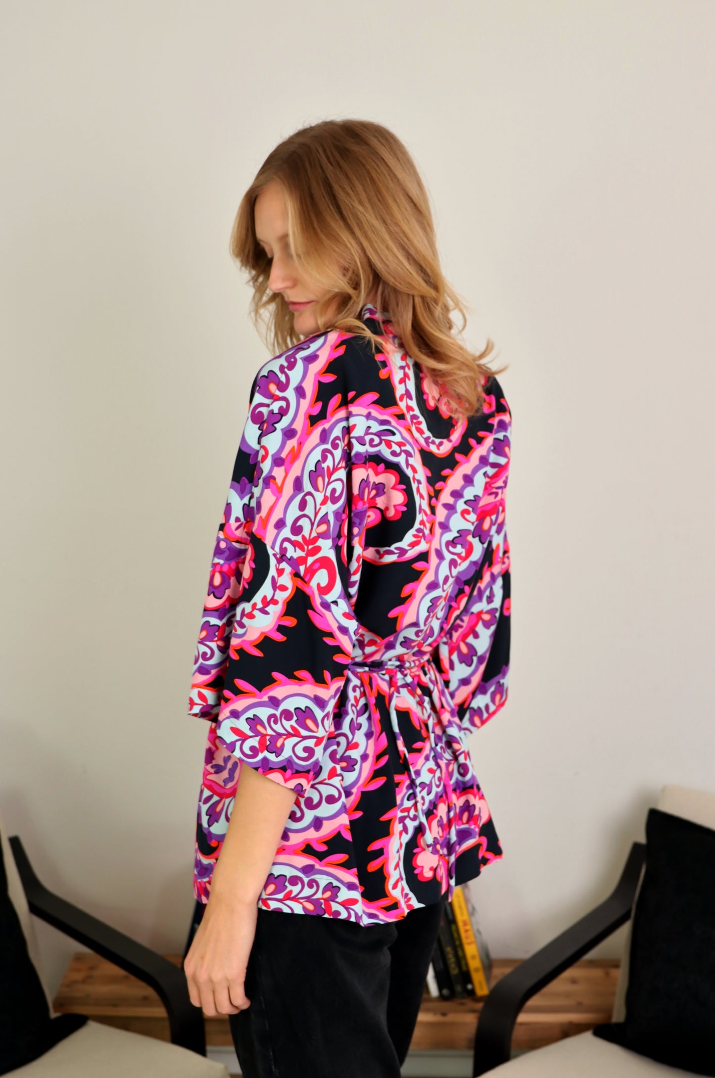 Kimono corto viscosa fantasia