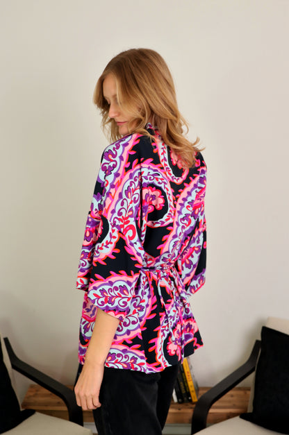 Kimono corto viscosa fantasia