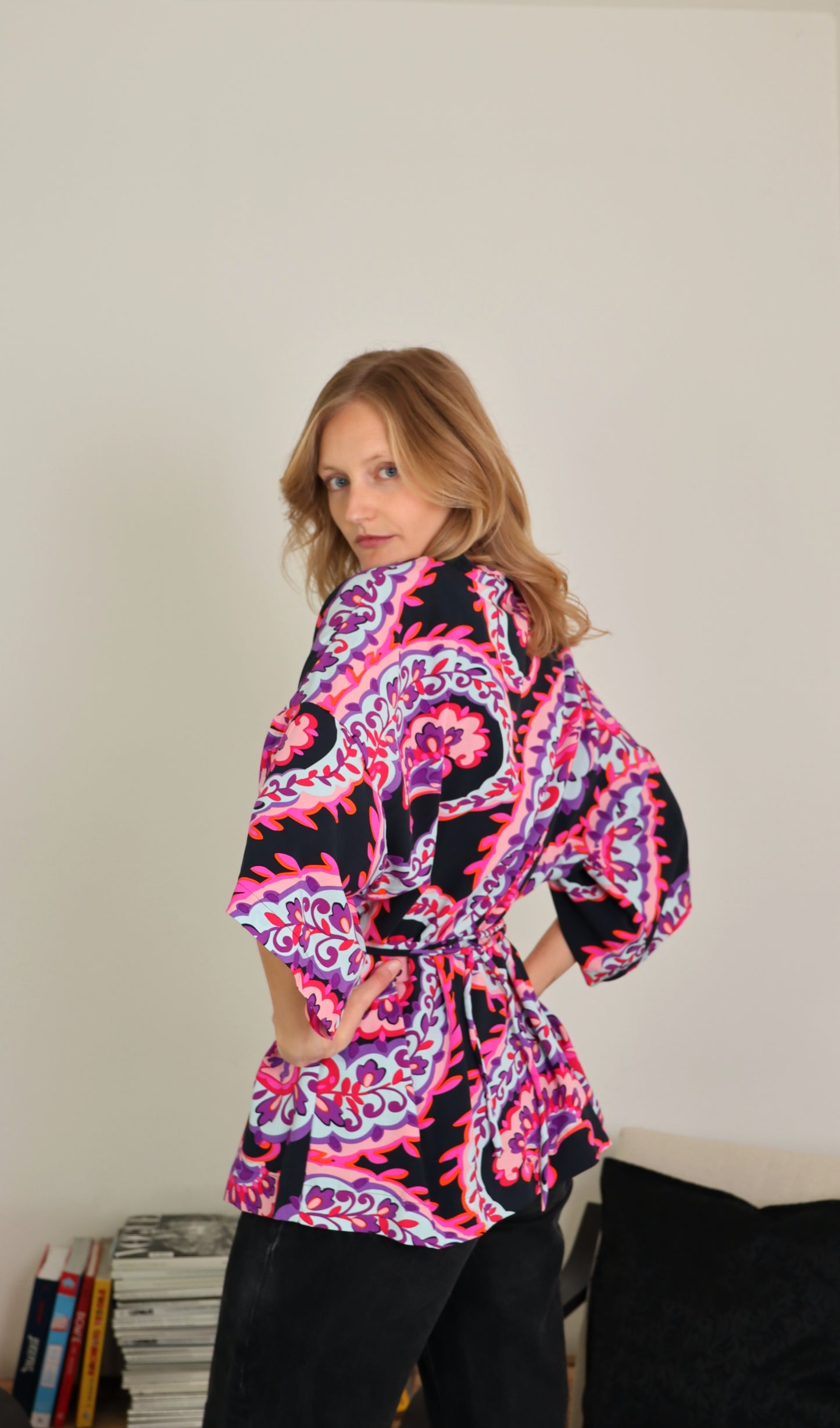 Kimono corto viscosa fantasia