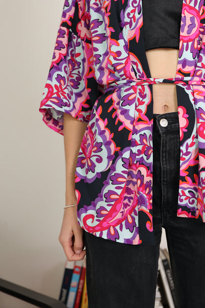 Kimono corto viscosa fantasia