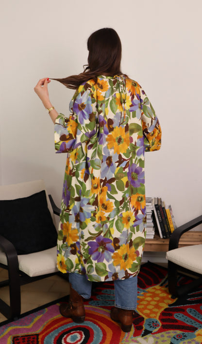 Kimono lungo in cotone con tasche - PRIMULA