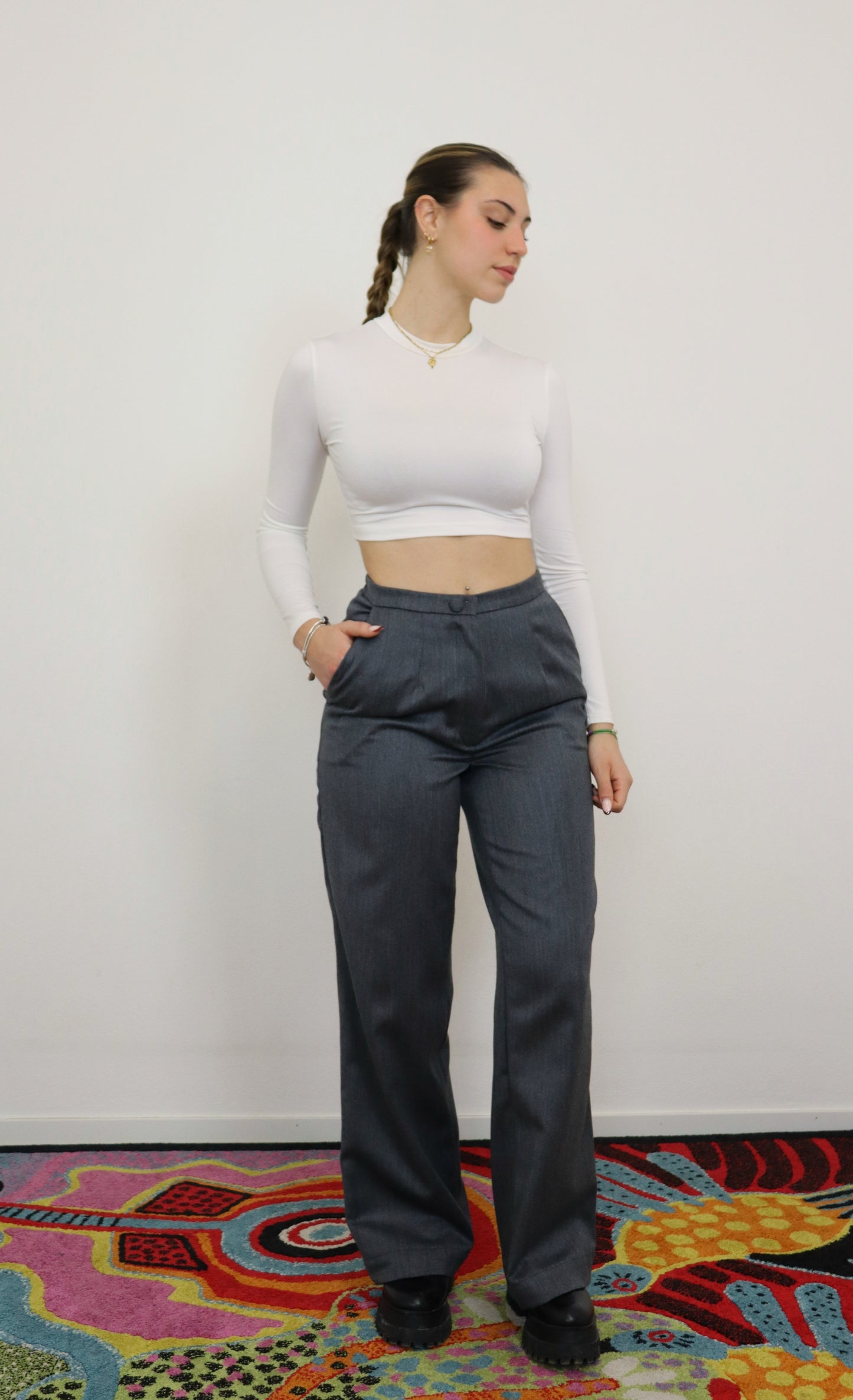 Pantalone Wide leg Ona - 100% lana deadstock- PREORDINE