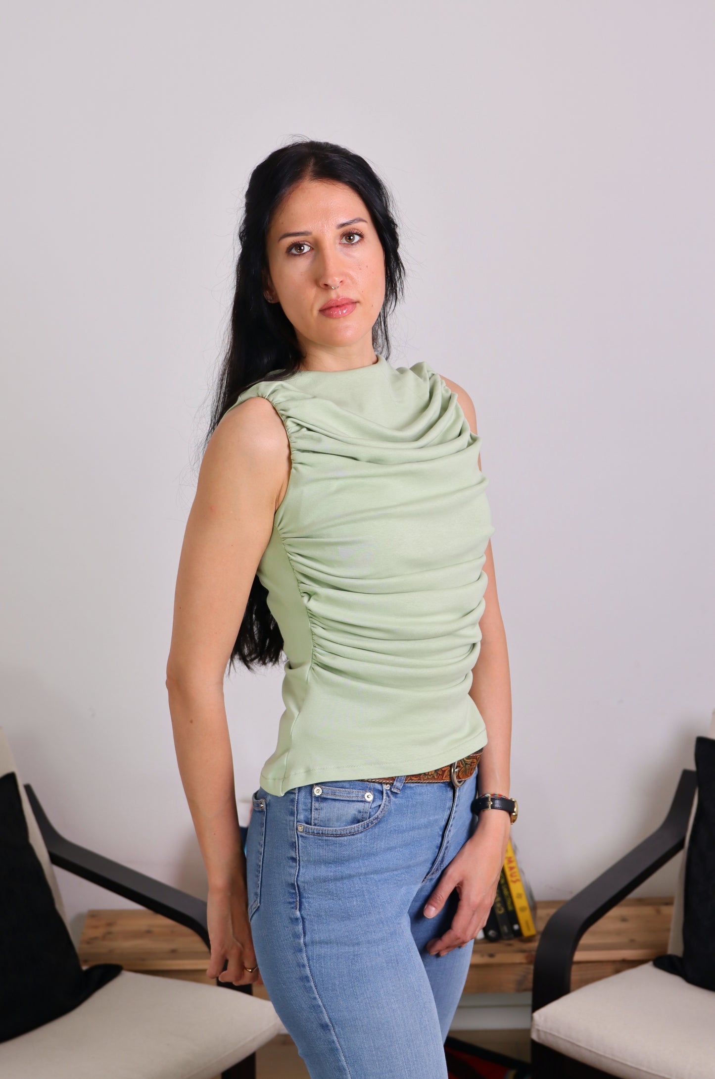 Top smanicato arricciato - FISARMONICA
