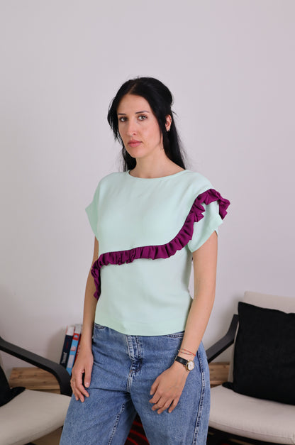 T-shirt kimono con rouches - FRONZOLI