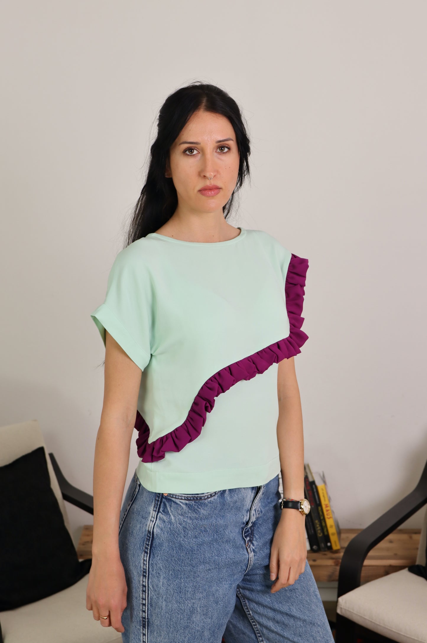 T-shirt kimono con rouches - FRONZOLI