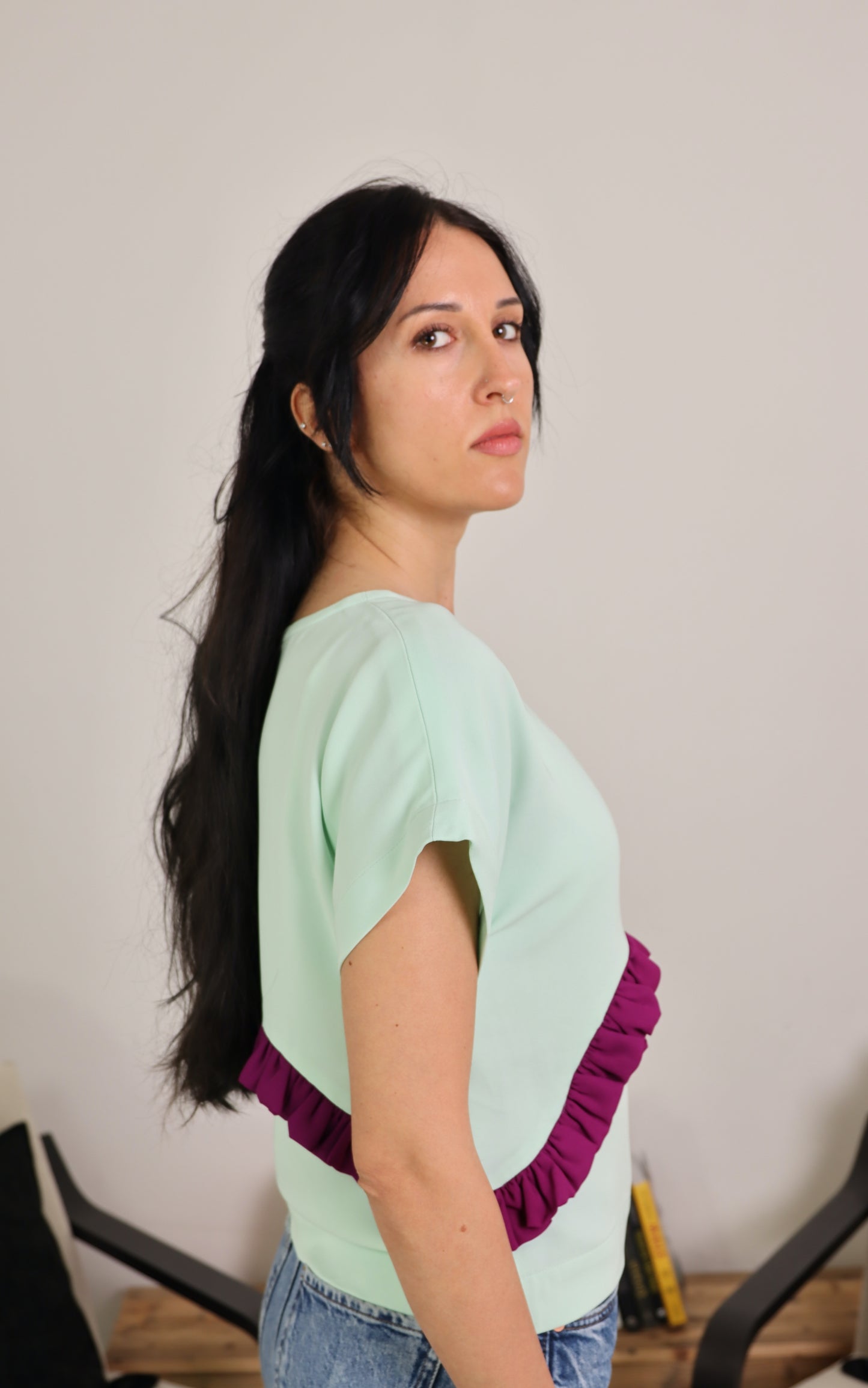 T-shirt kimono con rouches - FRONZOLI