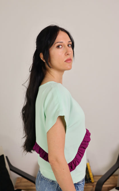 T-shirt kimono con rouches - FRONZOLI