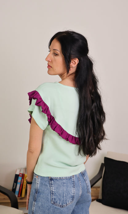 T-shirt kimono con rouches - FRONZOLI