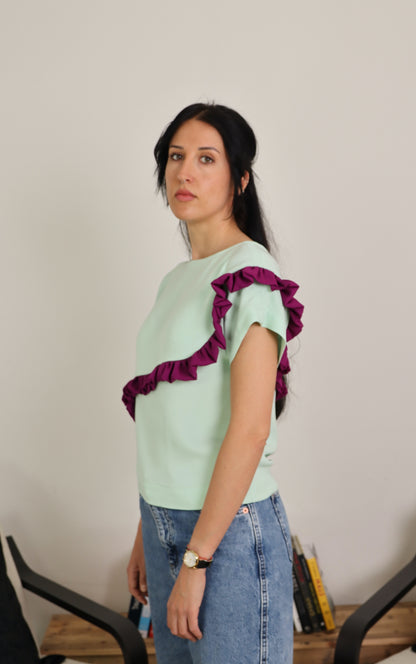 T-shirt kimono con rouches - FRONZOLI