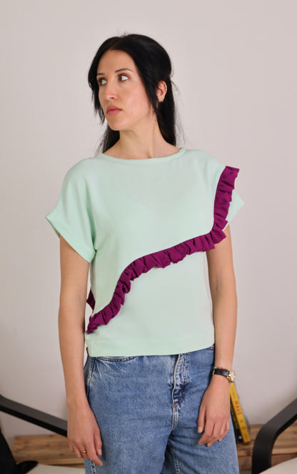 T-shirt kimono con rouches - FRONZOLI