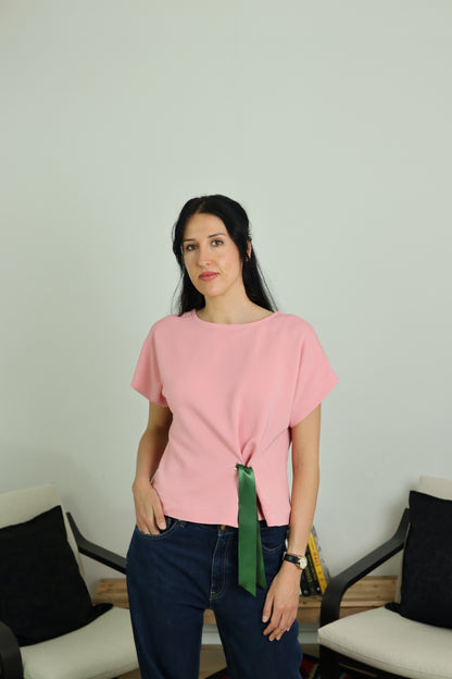 T-shirt kimono dettagli in raso - DON'T BE RIBBON