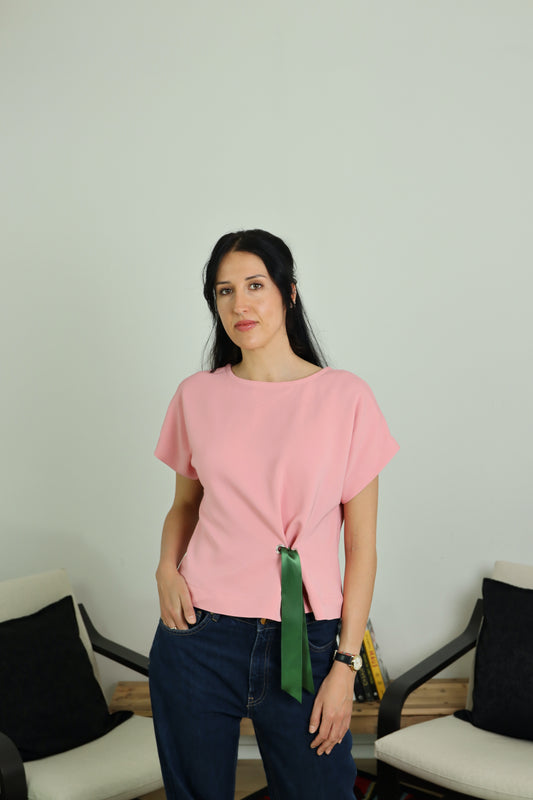 T-shirt kimono dettagli in raso - DON'T BE RIBBON