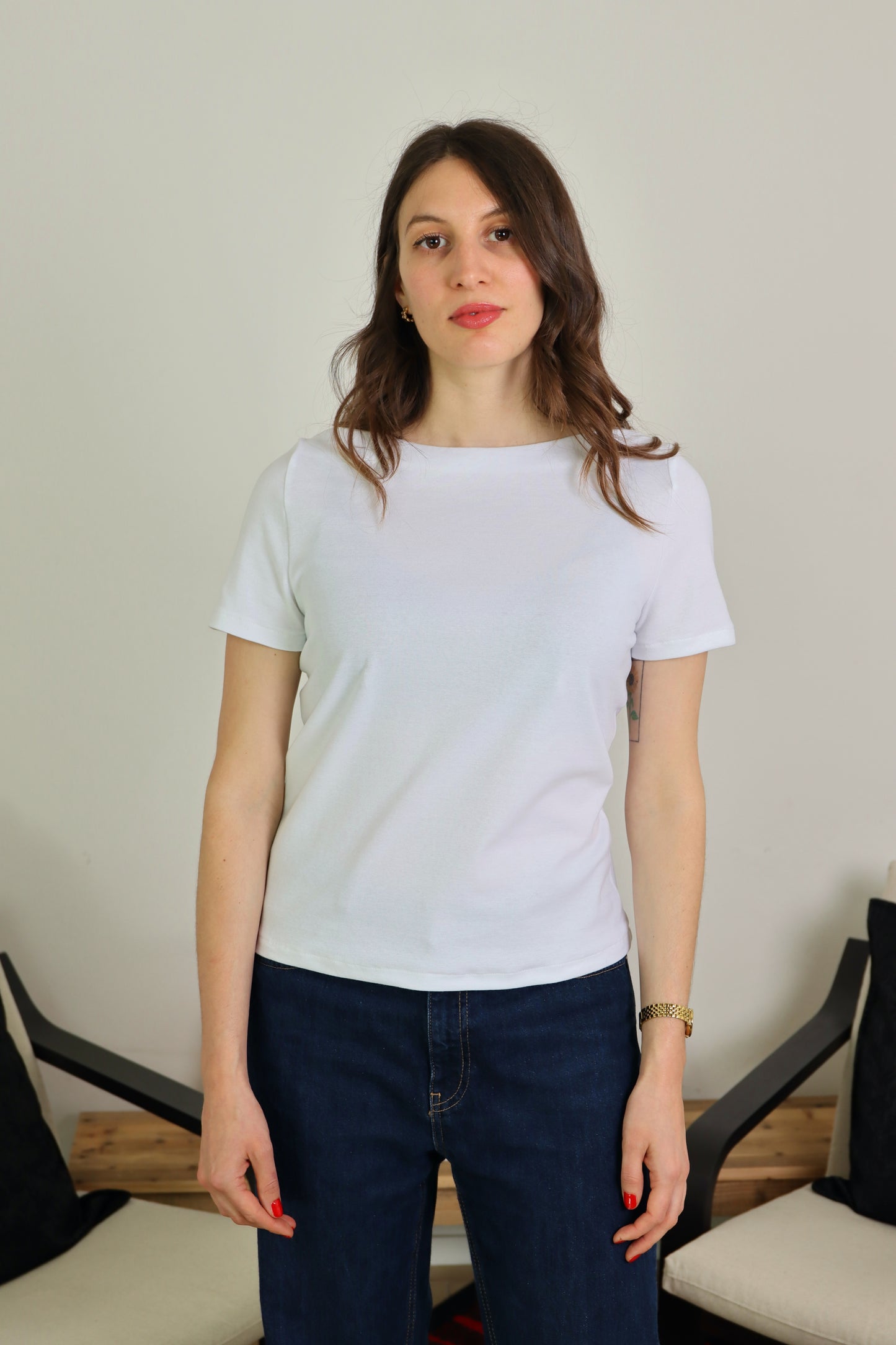 T-shirt cotone scollo a barca AUDREY