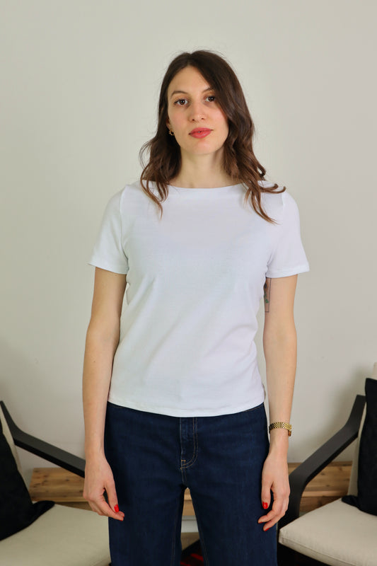 T-shirt cotone scollo a barca AUDREY